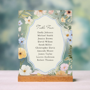 Pastel Floral Table Four Seating Chart