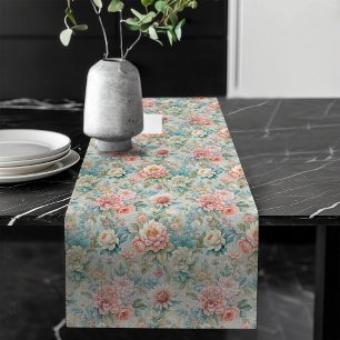 Pastel Floral Table Runner in Rococo Fashion