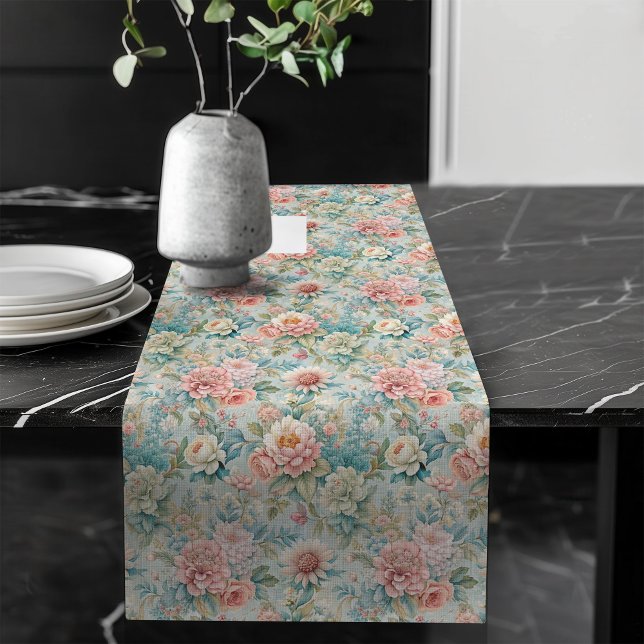 Pastel Floral Table Runner in Rococo Fashion (Pastel Floral Table Runner in Rococo Fashion)
