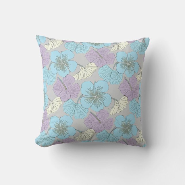 “Pastel Floral Throw Pillow (Front)