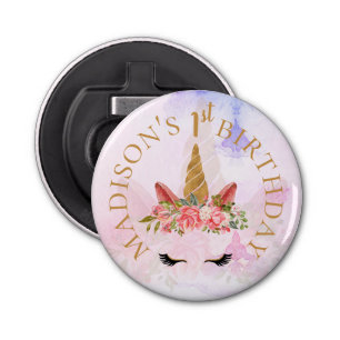 Pastel Floral Unicorn Birthday Party Bottle Opener