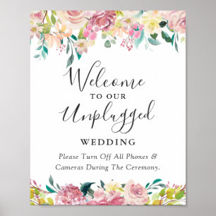 Pastel Floral Unplugged Wedding Sign