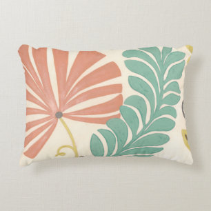 Pastel Floral Vines and Leaves on Cream Background Decorative Cushion