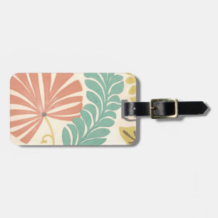 Pastel Floral Vines and Leaves on Cream Background Luggage Tag