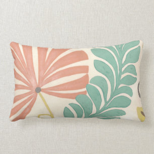 Pastel Floral Vines and Leaves on Cream Background Lumbar Cushion