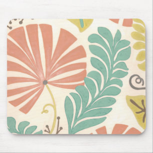 Pastel Floral Vines and Leaves on Cream Background Mouse Pad