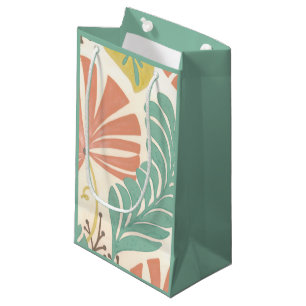 Pastel Floral Vines and Leaves on Cream Background Small Gift Bag