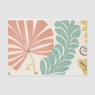 Pastel Floral Vines and Leaves on Cream Background Tissue Paper