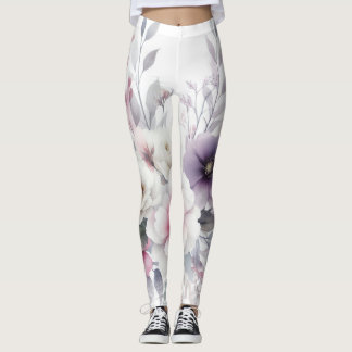 pastel floral watercolor art graphic leggings