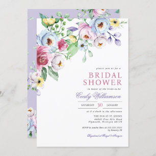 Pastel Floral Watercolor Botanical Bridal Shower Invitation