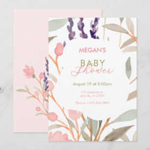 Pastel Floral Watercolor Brunch baby shower Invitation