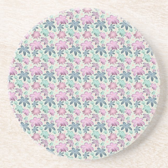 Pastel Floral watercolor Pattern  Coaster (Front)