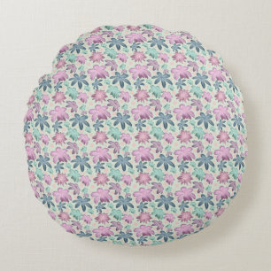 Pastel Floral watercolor Pattern Round Cushion