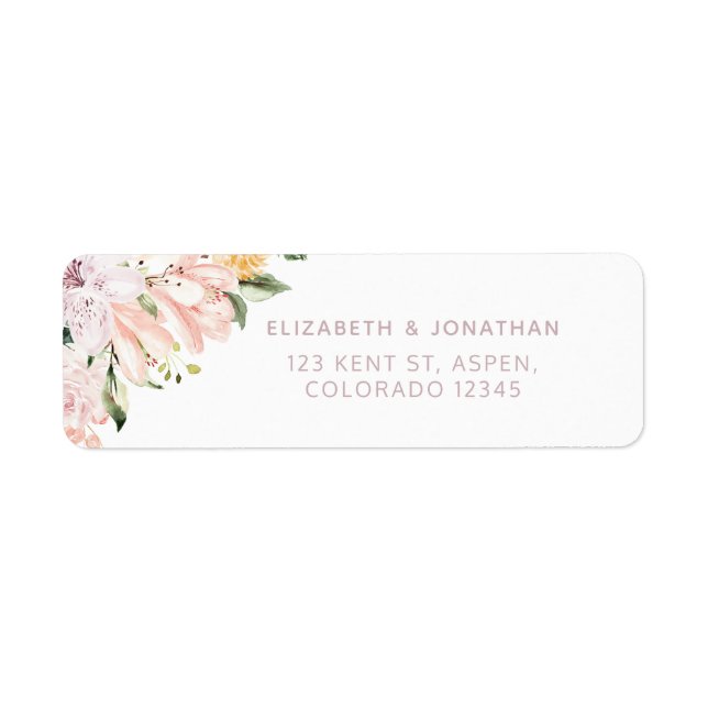 Pastel Floral Wedding Address Return Address Label (Front)