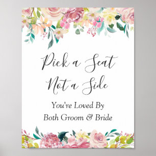 Pastel Floral Wedding Ceremony Pick a Seat Sign