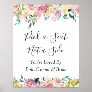 Pastel Floral Wedding Ceremony Pick a Seat Sign