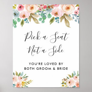 Pastel Floral Wedding Ceremony Pick a Seat Sign