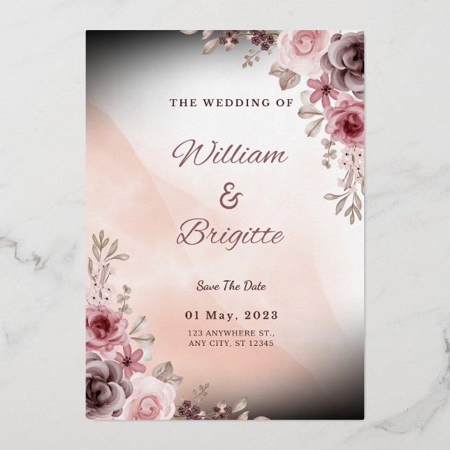 Pastel Floral Wedding Invitation (Front)