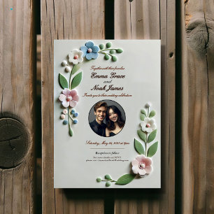 Pastel Floral Wedding Invitation 