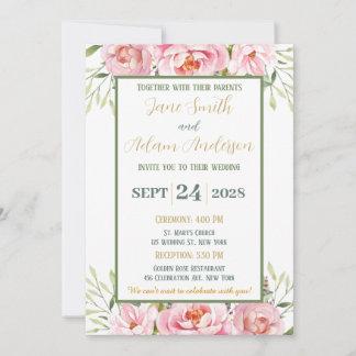 Pastel Floral Wedding Invitation