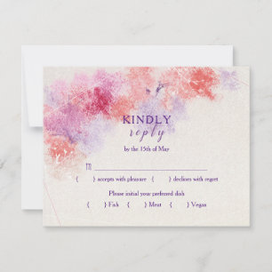 Pastel Floral Wedding Menu Choice RSVP Invitation