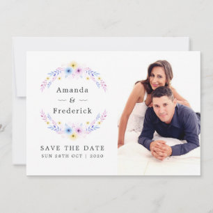 Pastel Floral Wedding Photo Save The Date