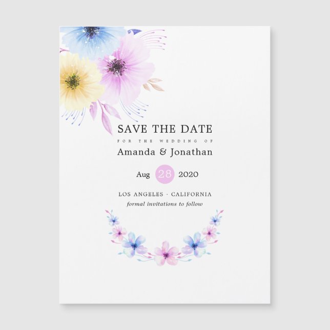 Pastel Floral Wedding Save the Date (Front)