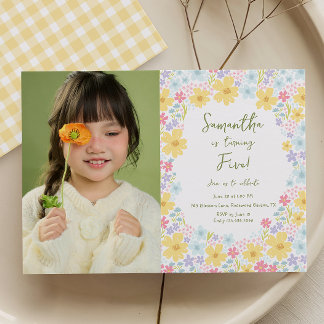 Pastel Floral Wildflower Kids Birthday Invitation
