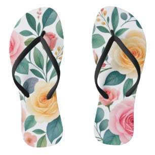 Pastel Floral Women's Slippers Thongs