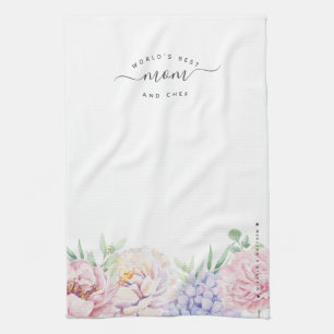 Pastel Floral   World's Best Mom & Chef Tea Towel