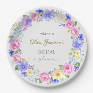 Pastel Floral Wreath Bridal Shower Collection Paper Plate