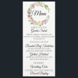 Pastel Floral Wreath Wedding Menu Card<br><div class="desc">Watercolor pastel floral wreath wedding menu card. Personalise text font style,  colour,  and size.</div>