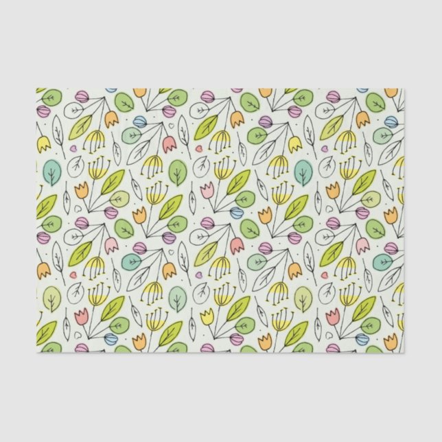 Pastel Florals & Leaves 2 Tissue Paper (Front)