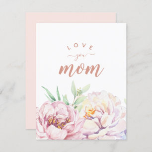 Pastel Florals Love You Mom Minimalist Flat Card