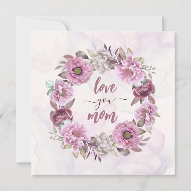 Pastel Florals Love You Mum Holiday Card (Front)