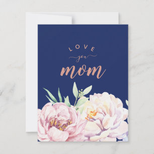 Pastel Florals Love You Mum Minimalist Flat Card