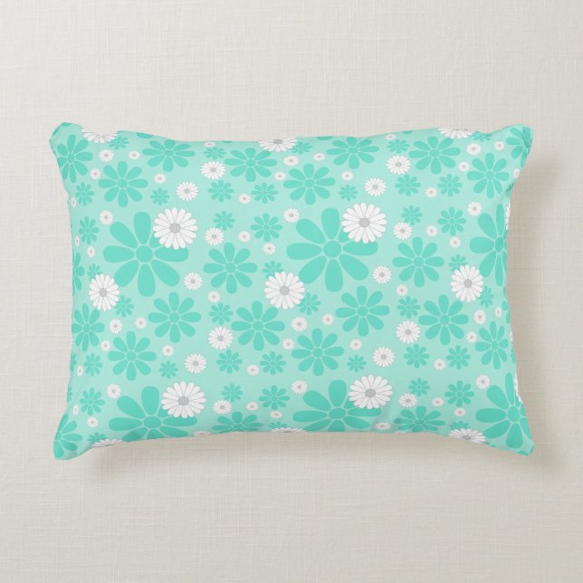 Pastel Florals Pattern MINT Decorative Cushion (Front)
