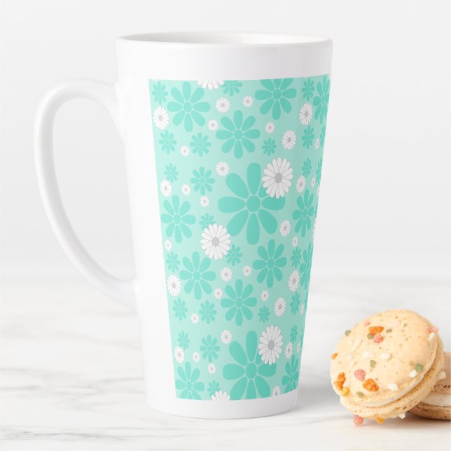 Pastel Florals Pattern MINT Latte Mug (In Situ)