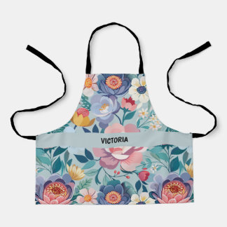Pastel Florals Watercolor Custom Pattern Apron