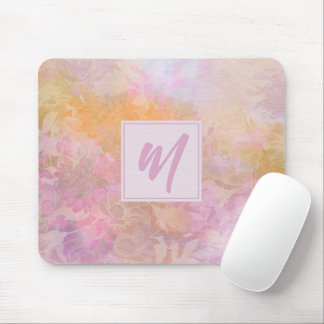 Pastel Florals With Chic Script Monogram Mouse Pad