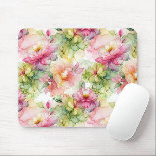 Pastel Flower Alcohol Ink Illustration Mouse Pad