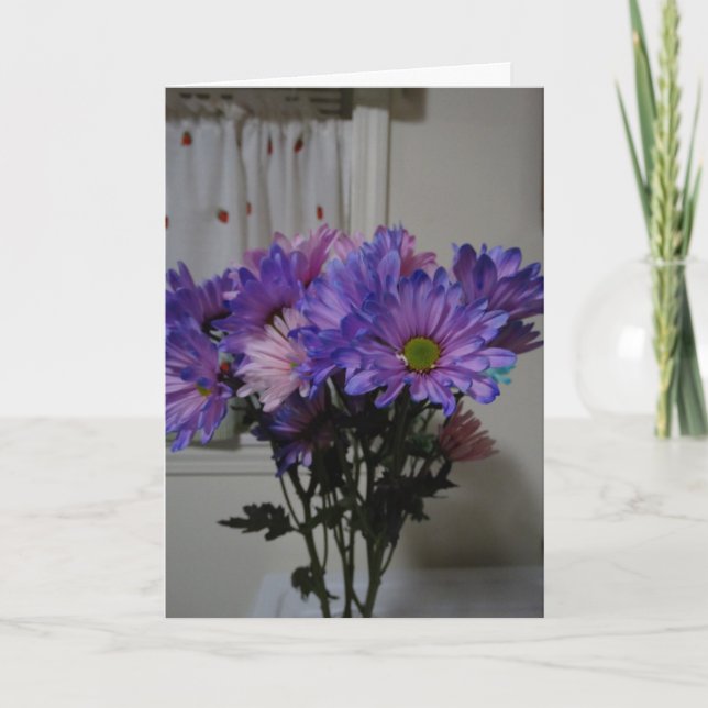 Pastel Flower Bouquet & Cake, Birthday Card (Front)