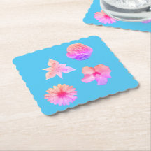 Pastel Flower Bouquet Paper Coaster