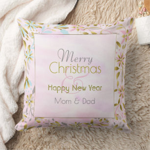 Pastel Flower Christmas Throw Pillow