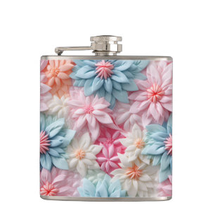 Pastel Flower Design Hip Flask