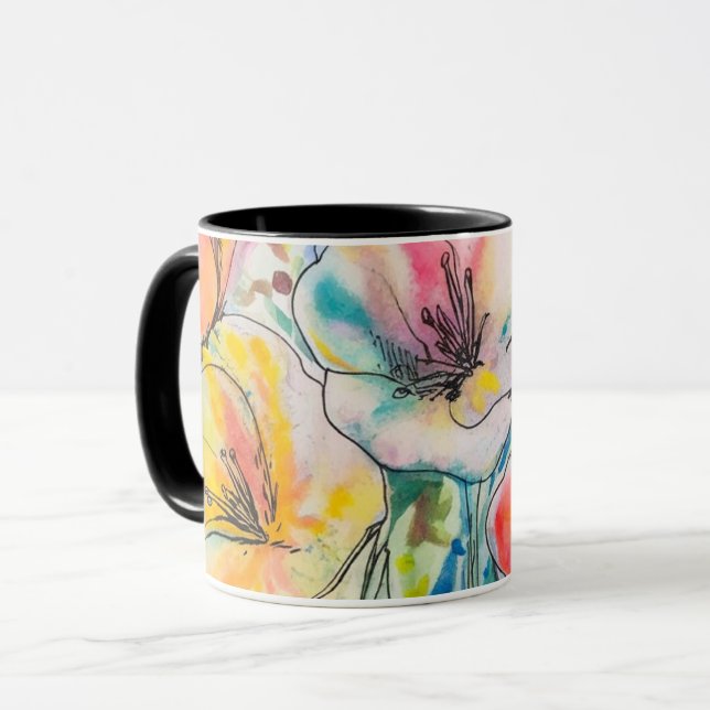 Pastel flower design  mug (Front Left)
