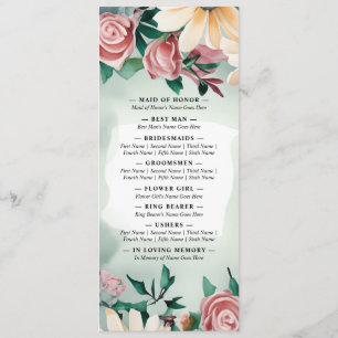Pastel Flower Elegance: Sage Green Floral Wedding Program