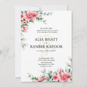 Pastel Flower Formal Indian Wedding Invitation