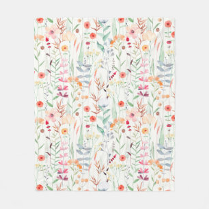 Pastel Flower Garden Pattern Fleece Blanket