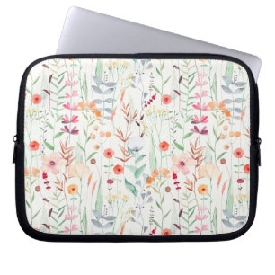 Pastel Flower Garden Pattern Laptop Sleeve